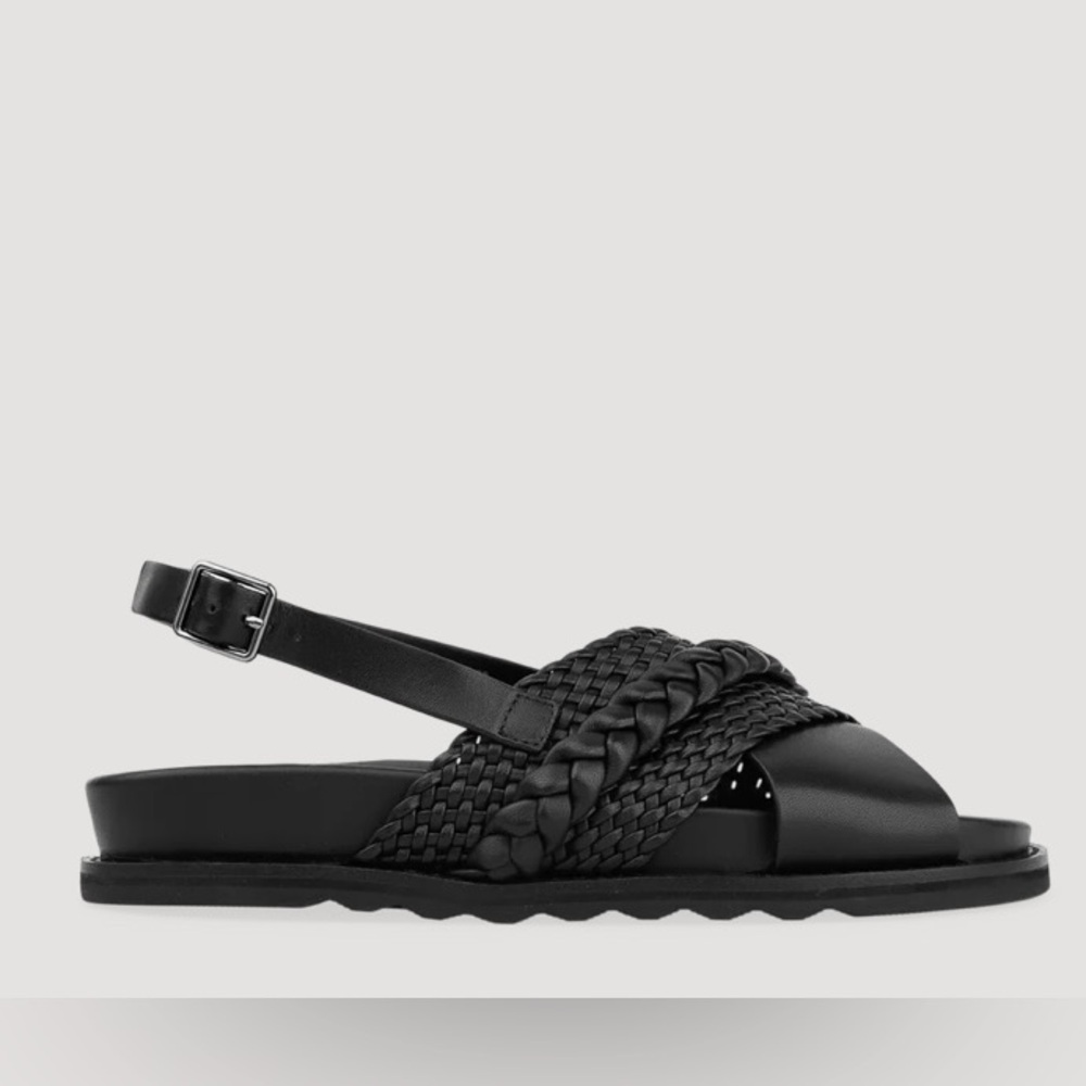 Black leather sandals